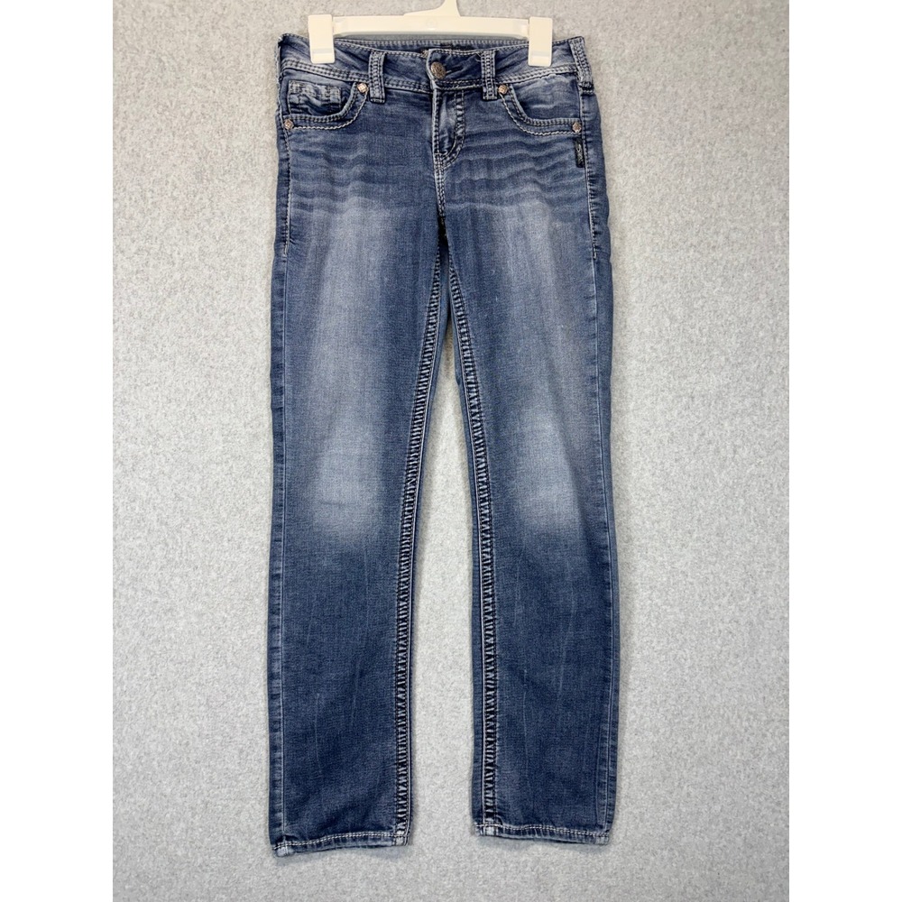 Silver Jeans Co Suki Mid Straight Joga Jeans Blue W27 L32 L93413SWK362
